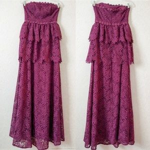 NWTZac Posen Purple Strapless Floral Lace Crochet
Floral Wedding Prom Maxi Dress